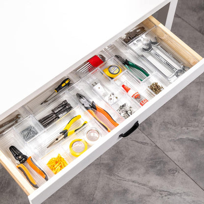 DCA 14 PCS Clear Drawer Organizer, Acrylic Makeup Organizers, Vanity Drawer Organizer Trays, Bathroom Organizers and Storage Bins Ideal Gift for Her