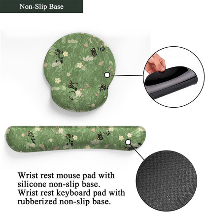 Ghost Book Mousepad with Wrist Rest Halloween Computer Keyboard Mouse Pad Black Cute, Mouse Pad with Wrist Rest for Computer Keyboard, 2 In1 Mousepad with Wrist Support Easy Typing&Relieve Wrist Pai