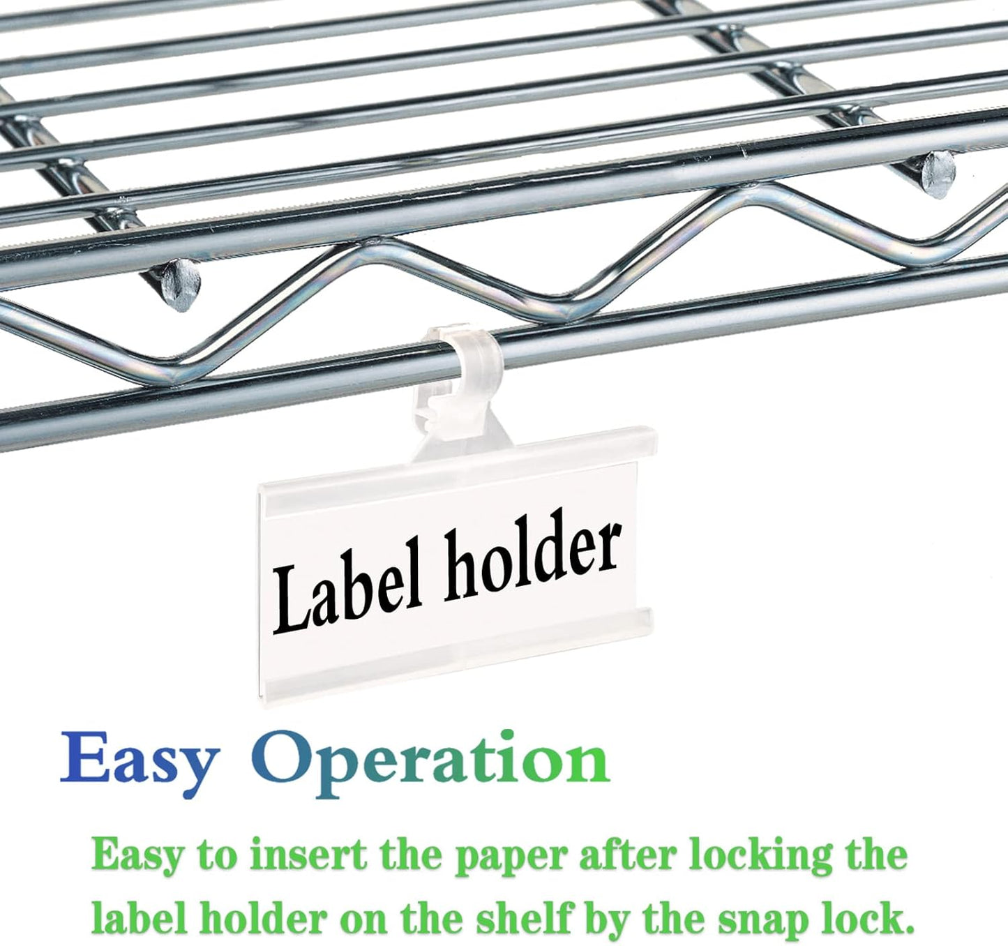 Wire Shelf Label Holder, ELEMGULY 35PCS Plastic Basket Label Holders with Tight Snap Lock, Reusable Bins Basket Labels Clip with Paper Label Inserts for Home Market Office (3 x 1.38 Inch)