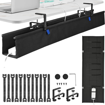 36" Under Desk Cable Management Tray- Clamp/Screw Mount Desk Cable Organizer Cable Tray Hiders for Office&Home
