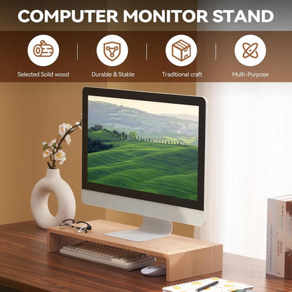 KIRIGEN Monitor Stand Wooden - Desk Stand Wood for Computer/Laptop/TV Printer - Monitor Arms & Stands Desk Riser for Office Desktop Workspace Organizers Platforms Stands (39,Dark Brown)