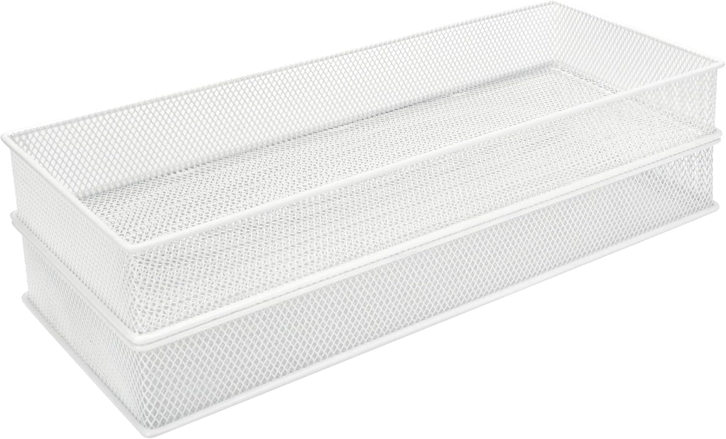 Annova Stackable Mesh Drawer Cabinet and Shelf Organizer Bins Storage Basket School Office Supply Holder Tray- Set of 2 (Gold, 3x3x2 Inch)