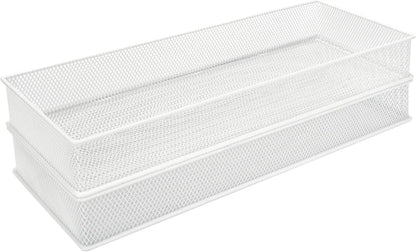 Annova Stackable Mesh Drawer Cabinet and Shelf Organizer Bins Storage Basket School Office Supply Holder Tray- Set of 2 (Gold, 3x3x2 Inch)