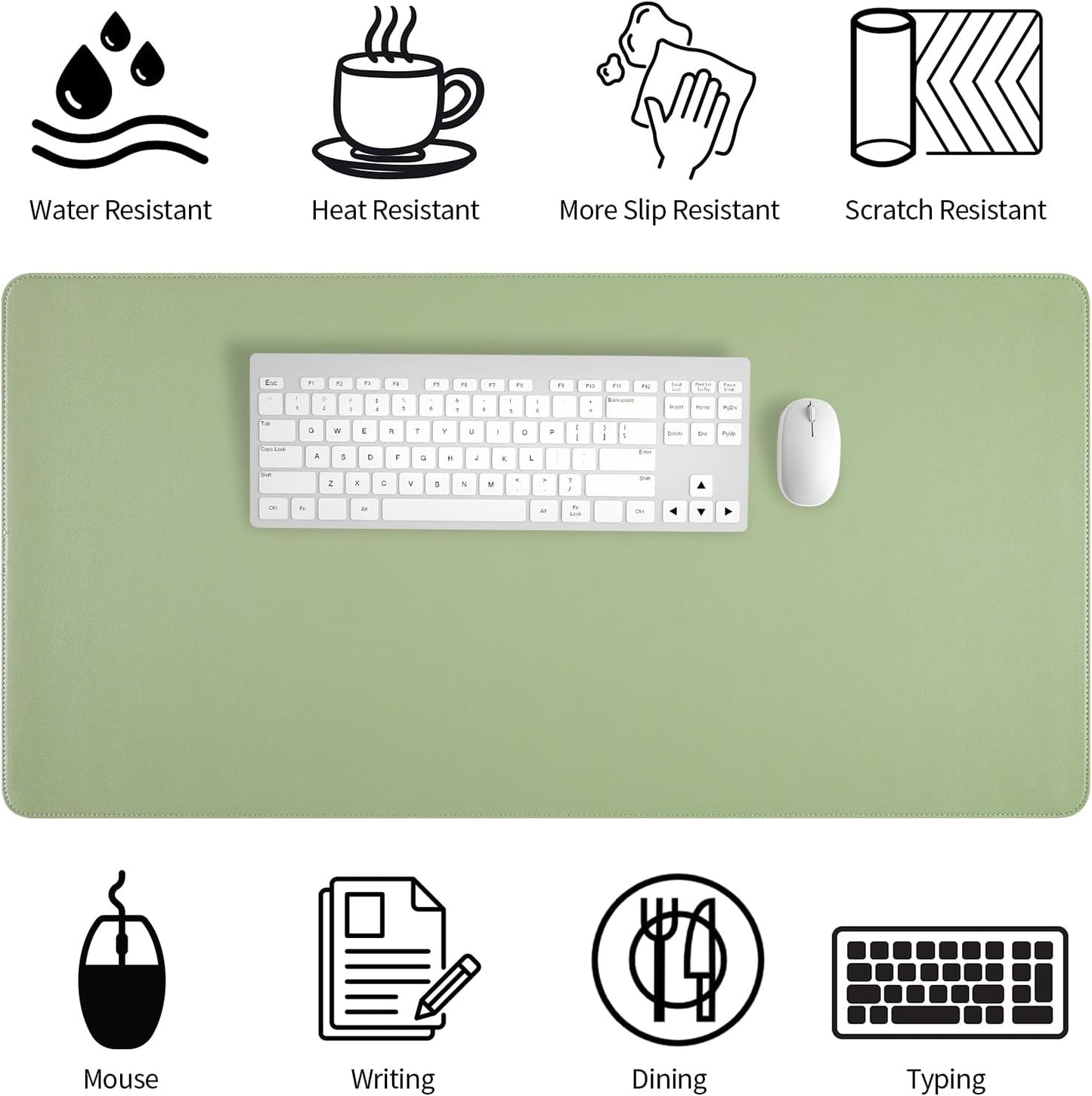 Bloss Leather Desk Pad and Keyboard Wrist Rest, Large Mouse Pad + Keyboard Pad+Mouse Wrist Support, Non-Slip Desk Mat Protector for Office, Home(31.5×15.7 Inches,Beige)