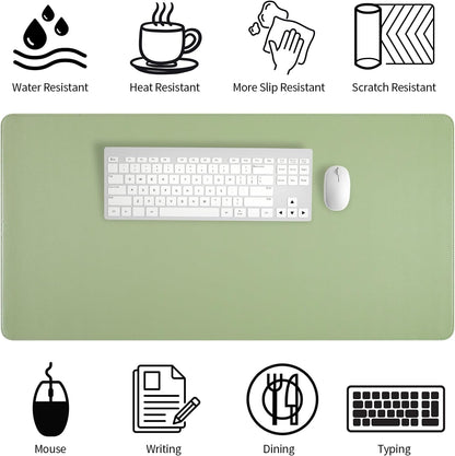 Bloss Leather Desk Pad and Keyboard Wrist Rest, Large Mouse Pad + Keyboard Pad+Mouse Wrist Support, Non-Slip Desk Mat Protector for Office, Home(31.5×15.7 Inches,Beige)