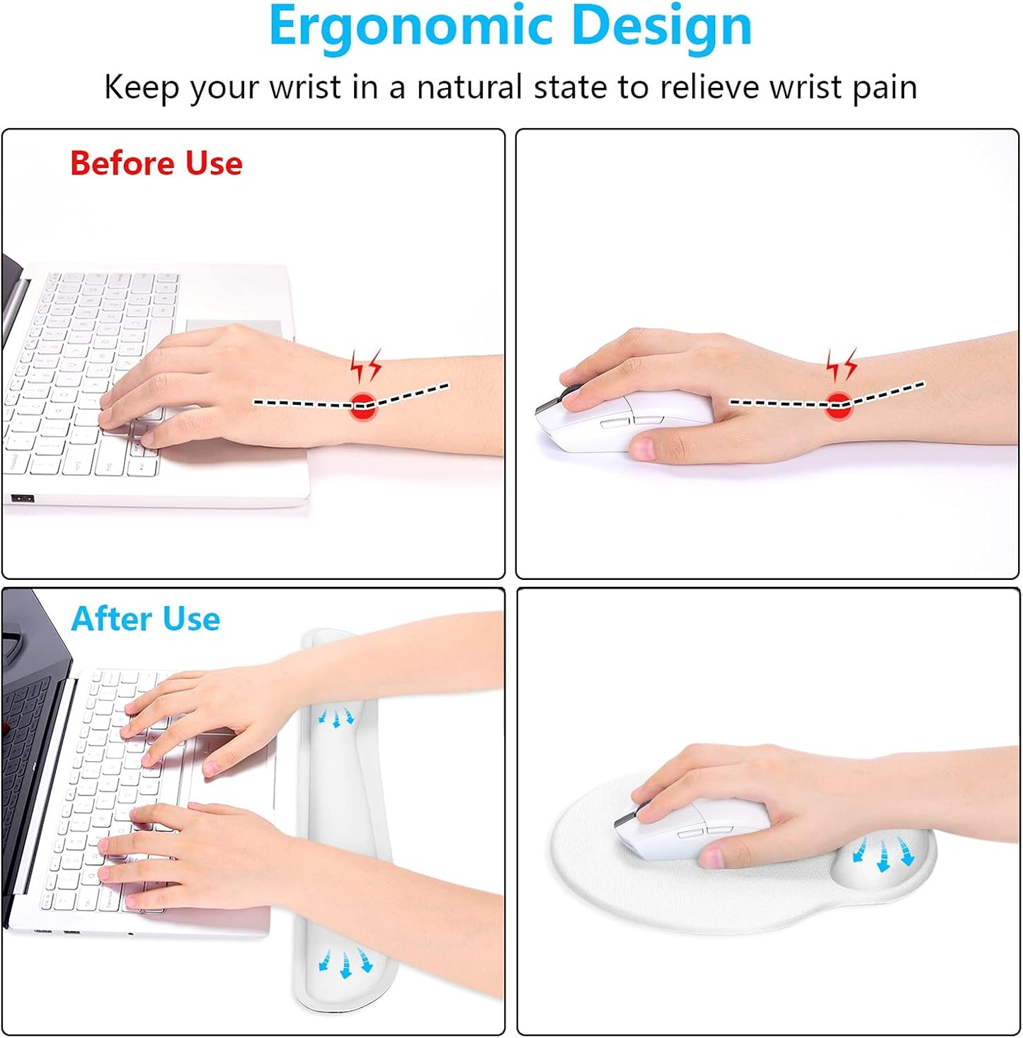 Dapesuom Keyboard Wrist Rest and Mouse Pad with Wrist Support, Cute Memory Foam Cushion for Keyboard and Mouse Set, Ergonomic Desktop Pad Rests with Non Slip Base for Easy Typing & Pain Relief, Pink