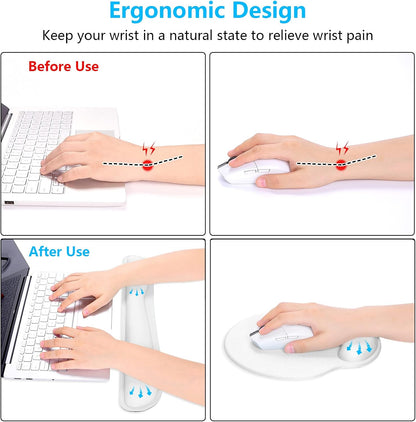 Dapesuom Keyboard Wrist Rest and Mouse Pad with Wrist Support, Cute Memory Foam Cushion for Keyboard and Mouse Set, Ergonomic Desktop Pad Rests with Non Slip Base for Easy Typing & Pain Relief, Pink