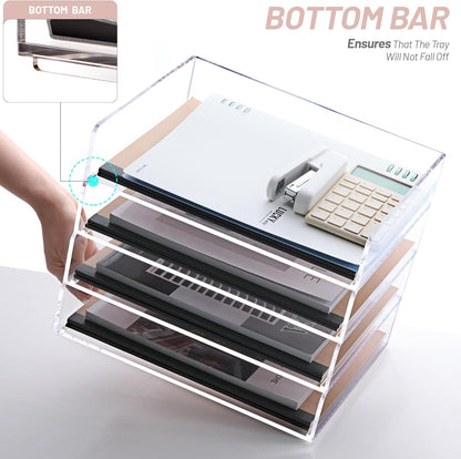 SANRUI Paper Organizer for Desk,Acrylic Stackable Letter Tray, Clear Desk Organizer, Paper Sorter for Office,Home or School,2-Pack