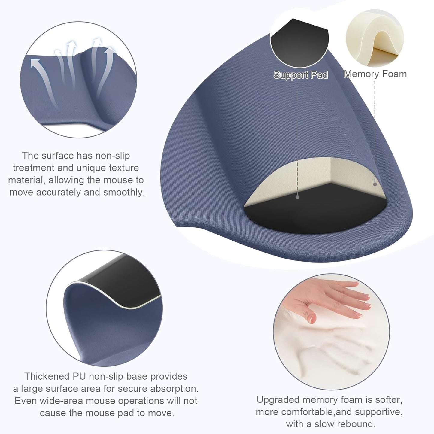 MOSISO Wrist Rest Support for Mouse Pad & Keyboard Set, Ergonomic Mousepad Non-Slip Base Home/Office Pain Relief & Easy Typing Cushion with Neoprene Cloth & Raised Memory Foam, Apricot