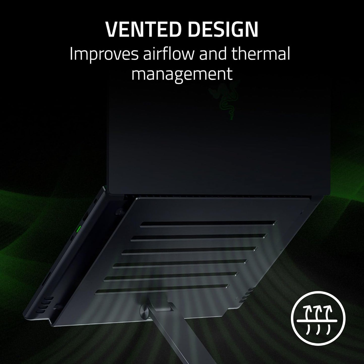 Razer Adjustable Laptop Stand: Supports Phones, Tablets, Laptops, Macbooks up to 18" - Adjust Height and Tilt - Durable Aluminum Construction - Vented Design - Foldable for Storage & Travel - Black