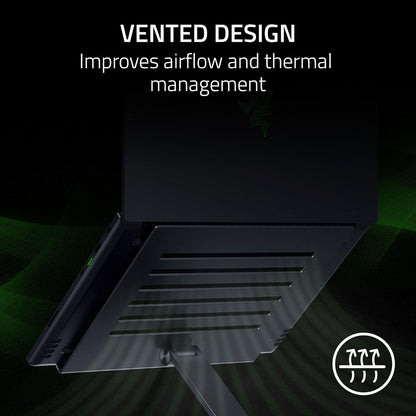 Razer Adjustable Laptop Stand: Supports Phones, Tablets, Laptops, Macbooks up to 18" - Adjust Height and Tilt - Durable Aluminum Construction - Vented Design - Foldable for Storage & Travel - Black