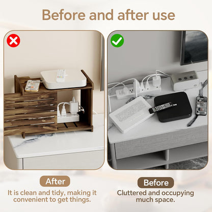 Wooden WiFi Router Storage Box Hider Shelf, Decorative Projector Box Hider Rack Countertop, for Cable, Modem, Internet, Router Power Cover Storage Organizer Cabinet Wall Mounted, Solid Wood