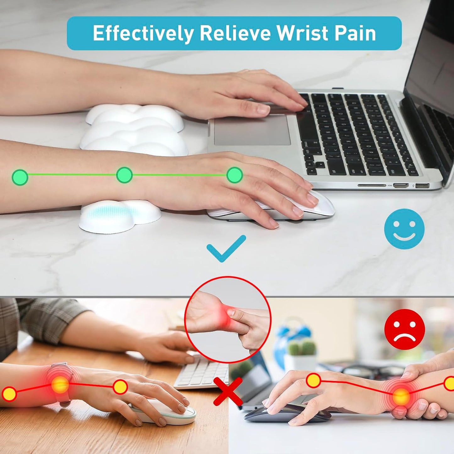 Cloud Wrist Rest Keyboard – Memory Foam with PU Leather Wrist Support for Computer Keyboards, Ergonomically Designed for Typing Comfort and Pain Relief