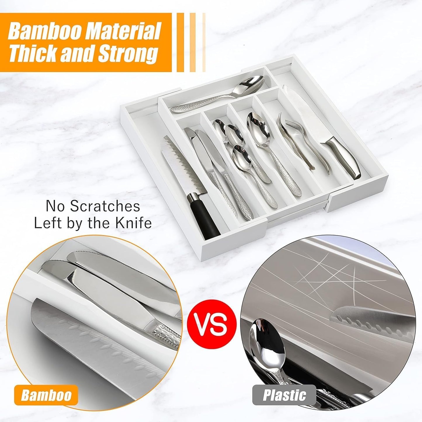 Kitchen Silverware Drawer Organizer and Storage Flatware Cutlery Utensil Holder Spice Rack Containers Bathroom Counter Cabinet Office Desk Makeup Drawer Tray Kitchen and Dining Tools Decor Accessories
