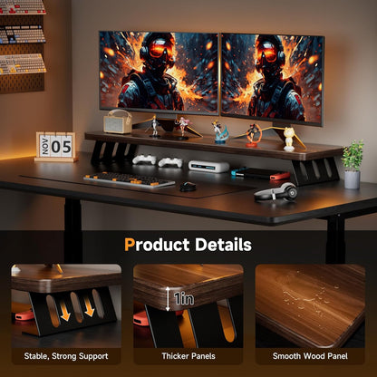 Monitor Stand Riser, 39 Inch Large Wood Monitor Stands for 2 Monitors