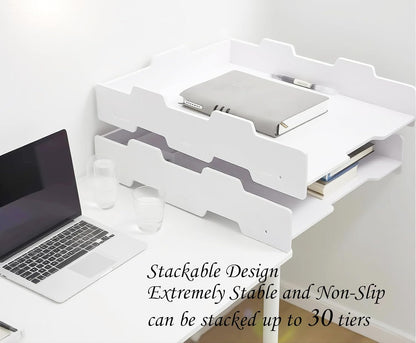 2/4/6 Tier Paper Organizer Letter Tray, Clear Acrylic Layer Stackable Paper Sorter, Plastic A4 Office File Folder Holder for for Desk Accessories, Notes, Pens, File, Document (Clear, 4 Tier)