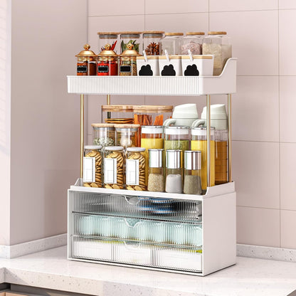 caktraie 12.2" W Makeup Organizer Drawers - 5 Tiers Bathroom Counter Organizer, Cosmetic Storage Drawer for Dresser Countertop and Bathroom Vanity for Large Skincare, Perfume, Clear