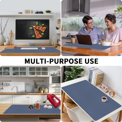 Bloss Leather Desk Pad and Keyboard Wrist Rest, Large Mouse Pad + Keyboard Pad+Mouse Wrist Support, Non-Slip Desk Mat Protector for Office, Home(31.5×15.7 Inches,Beige)