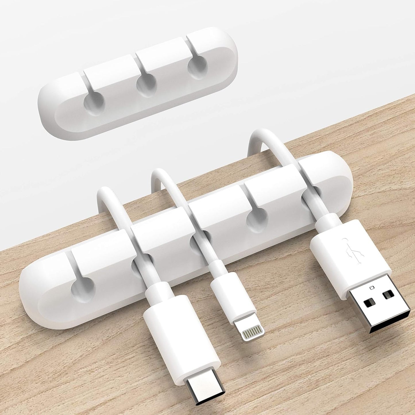 Cable Organizer Clips 2-Pack (5-Slot & 3-Slot) – Strong Adhesive Cord Holder for Desk, USB & Charging Cables, Silicone Wire Organizer for Home Office & Car – No-Drill, Keeps Cables Tidy