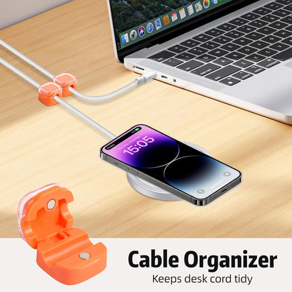 Magnetic Cable Clips Cord Organizer Holder, 6 Pack Adhesive Wire Holder Keeper Organizer USB Charging Cable Storage Holder for Home Office Phone Car Wall Desktop Nightstand Kitchen (Black)