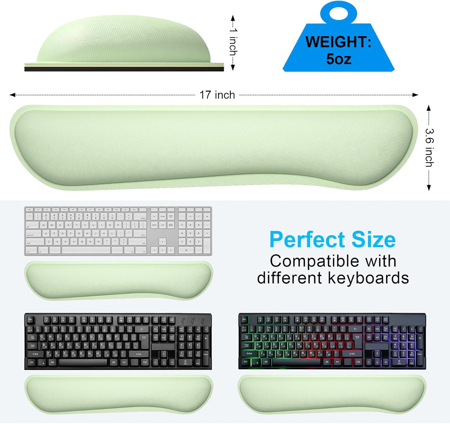 Dapesuom Enlarge Keyboard Wrist Rest, Cute Memory Foam Keyboard Wrist Cushion for Computer Desk Mats Support, Typing Pain Relief Ergonomic Mouse Pad Rests with Non-Slip Base for Gaming, Laptop, Purple