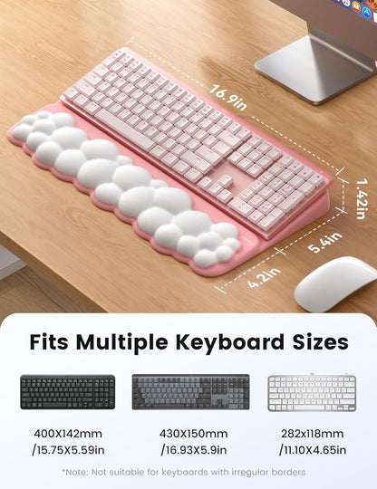 Vaydeer Wrist Rest and Keyboard Stand, Computer Wrist Support Pad Soft Memory Foam, Ergonomic Cloud Keyboard Riser Holder Lifter Tilted Wrist Cushion for Desk, Palm Hand Typing for Office Home Gaming