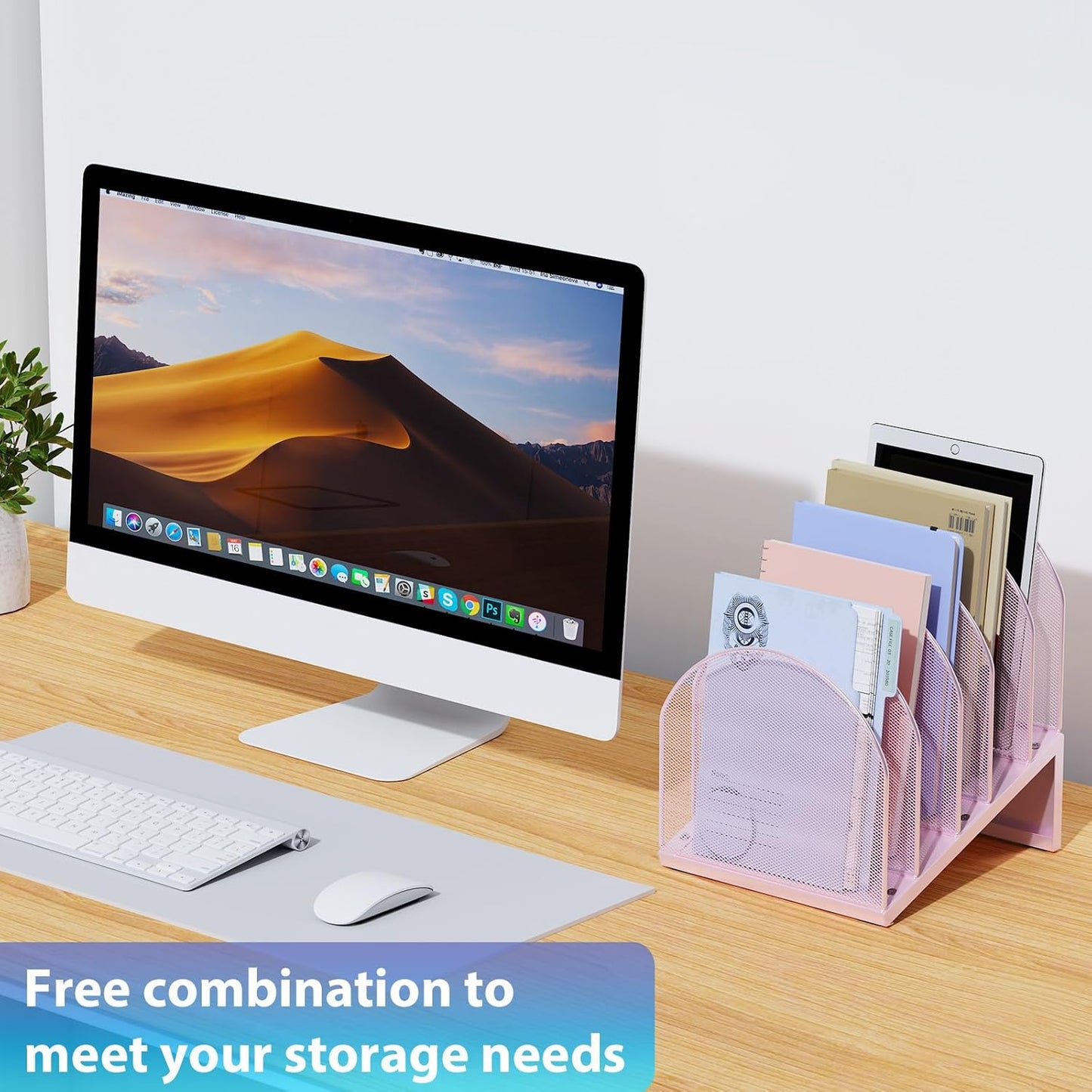 gianotter Desktop File Organizer, Desk Organizer with 5 Compartments, Paper Organizer for Desk, Workspace Organizers for Office Supplies (Black, Upright Style)