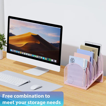gianotter Desktop File Organizer, Desk Organizer with 5 Compartments, Paper Organizer for Desk, Workspace Organizers for Office Supplies (Black, Upright Style)