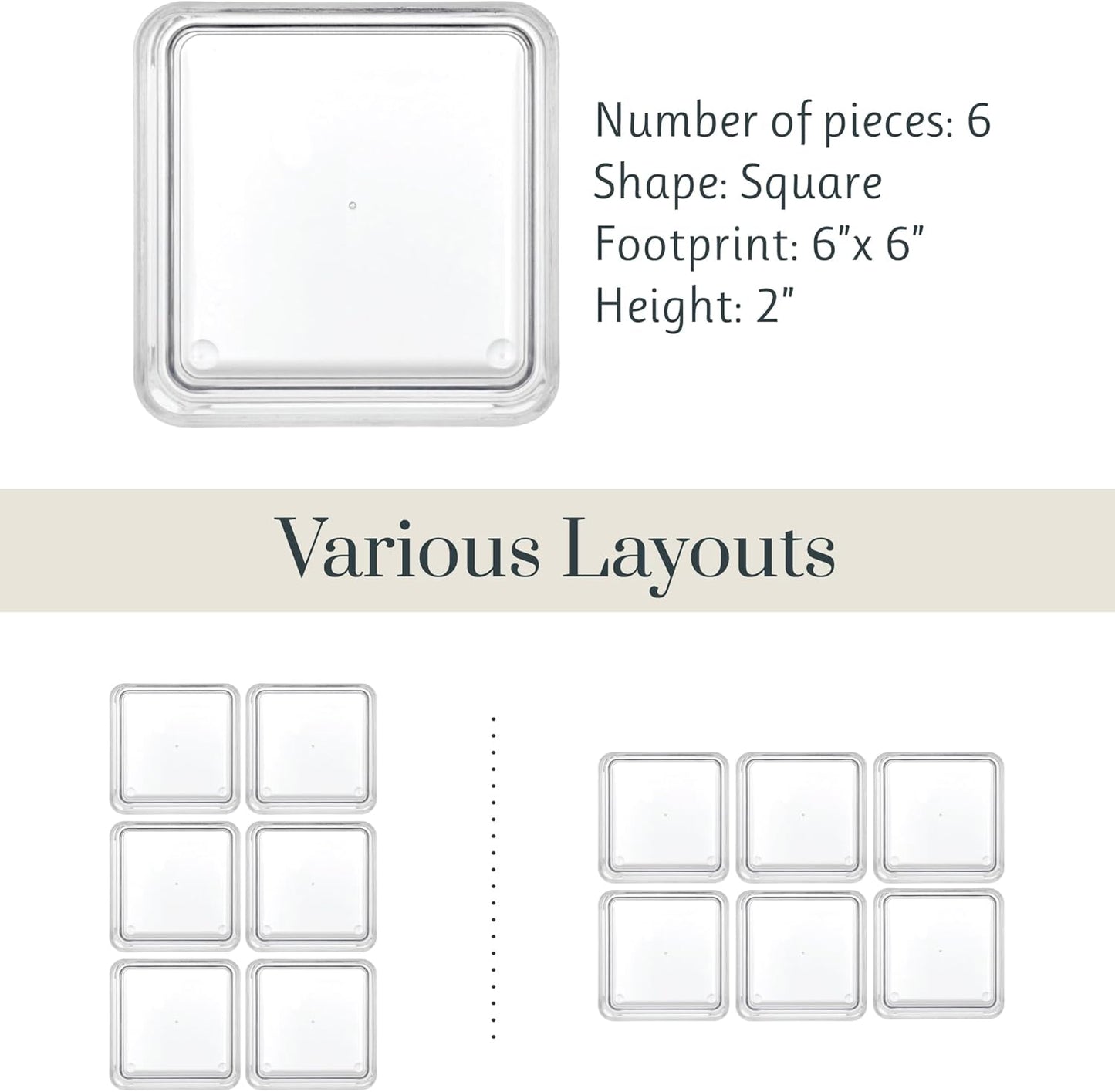 STORi SimpleSort 3-Piece Stackable Clear Drawer Organizer Set | 9" x 6" x 2" Rectangle Trays | Wide Makeup Vanity Storage Bins and Office Desk Drawer Dividers | Made in USA