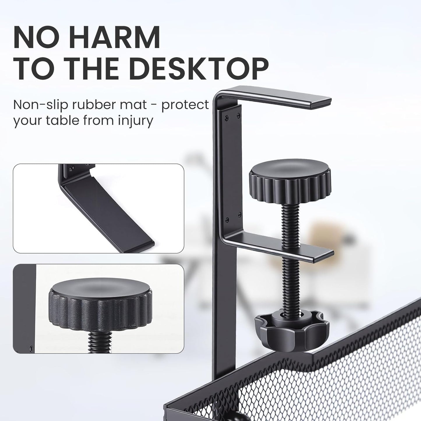 25'' Cable Management Under Desk No Drill，Metal Desk Organizer Suitable for Home desks or Standing desks ，Electrical Cord Management with Clamp