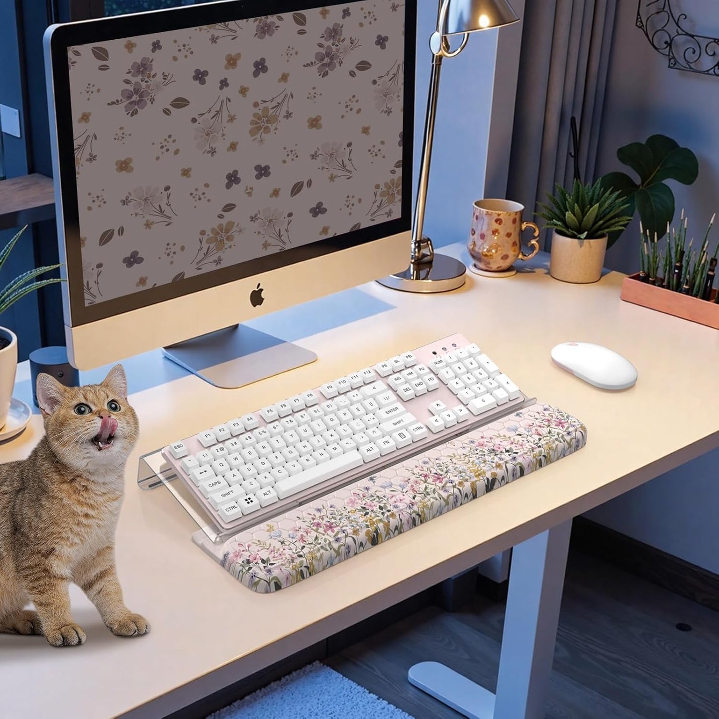 HAOCOO Ergonomic Keyboard Rest Wrist Pad,Comfortable Keyboard Wrist Rest Holder, 3-Level Height Adjustment Acrylic Keyboard Stand, Easy Typing Desk Accessories, Aesthetic Keyboard Riser for Desk