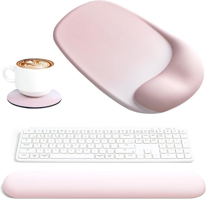 Ospelelf Wrist Rest for Keyboard and Mouse Ergonomic Mouse Pad with Wrist Support Memory Foam Wrist Rest for Computer Keyboard,3-in-1 Gel Mouse and Keyboard Pad for Office Geometry Green