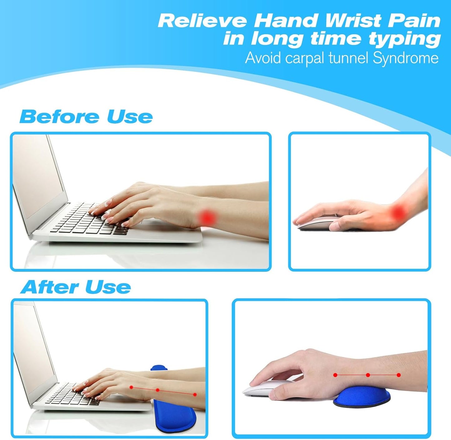 Keyboard Wrist Rest and Mouse Wrist Rest Set - Ergonomic Memory Foam Wrist Cushion - for Wrist Support on Computer, Laptop, Office, Playing Games, Typing Relieves Wrist Pain Black