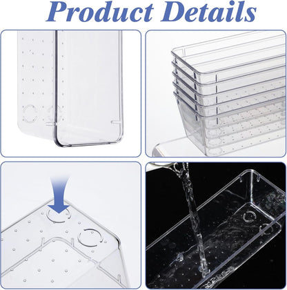 12 Pack Clear Plastic Kitchen Drawers Organizer 9 * 3 * 2 Inch Stackable Storage Trays for Kitchen Utensils Makeup Jewelry Office Supplies Bathroom and Dressing Table