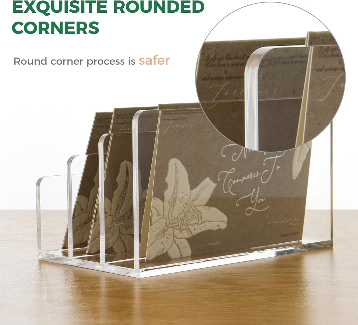 3 Compartments Clear Acrylic Mail Holder – Vertical Letter Sorter & Multifunction Desk Organizer for Bills, Documents, Notebooks – Modern Office/Home Envelope File Rack