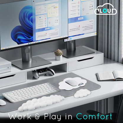Cloud Wrist Rest for Computer Keyboard Arm Wrist Rest with Non-Slip Base Extended Wrist Rest Ergonomic Memory Foam for Keyboard and Mouse Typing Pain Relief, Office, Gaming, Computer