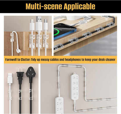 50 Pcs Self Adhesive Cable Clips,Upgraded Cable Management with Screw Hole,Strong Cord Organizer for Under Desk,Car,TV PC,Christmas Light Indoor/Outdoor-S