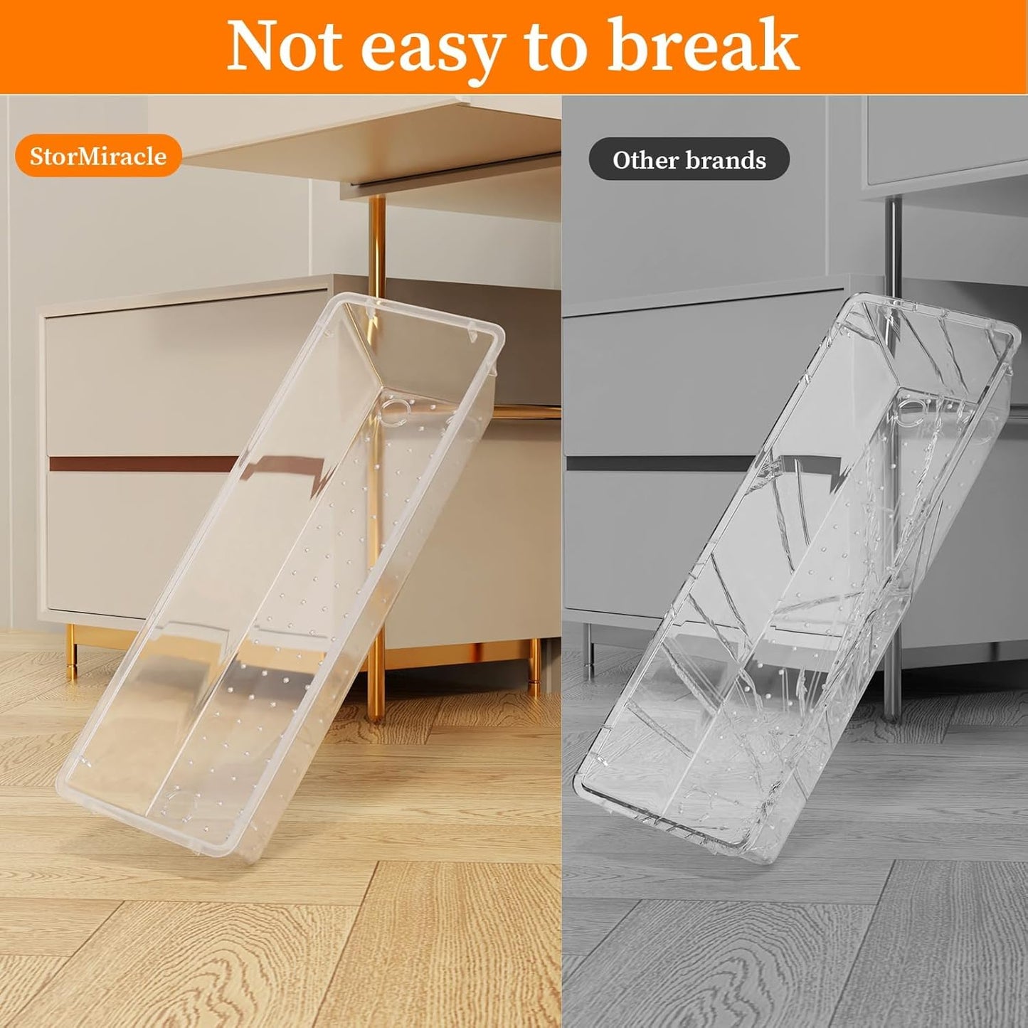 StorMiracle 32 PCS Clear Plastic Drawer Organizer Set, 4-Size vanity organizer Trays and Storage Bins for Makeup, Jewelry and Gadgets in Bedroom, Bathroom and Office, Clear