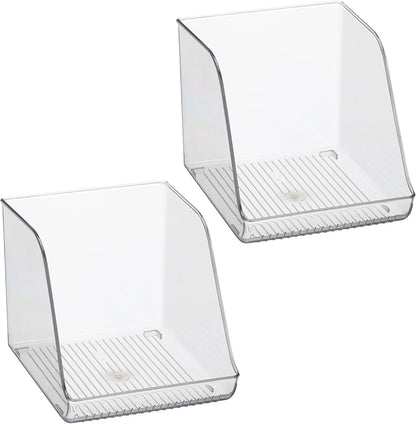 iDesign Plastic Water Bottle Organizer for Fridge, Bottle Holder for Kitchen and Pantry, Clear, 2-Pack