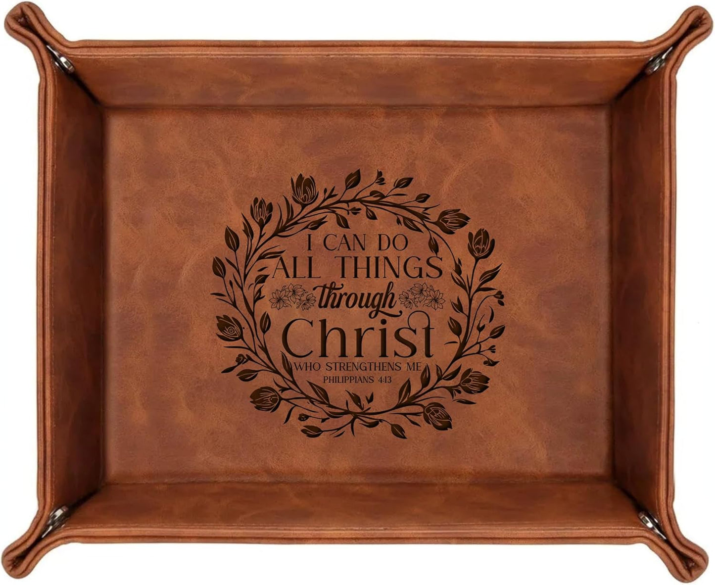 Personalized Engraved Leather Tray for Men with Engraved Name, PU Leather Valet Organizer for Dad, Custom Gift for Him, Custom Catchall Tray for Desk, Office, Accessories Travel Organizer for Men