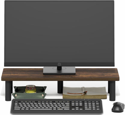 Furinno Turn-N-Tube Corner Monitor Riser Stand with Stainless Steel Tubes, Americano