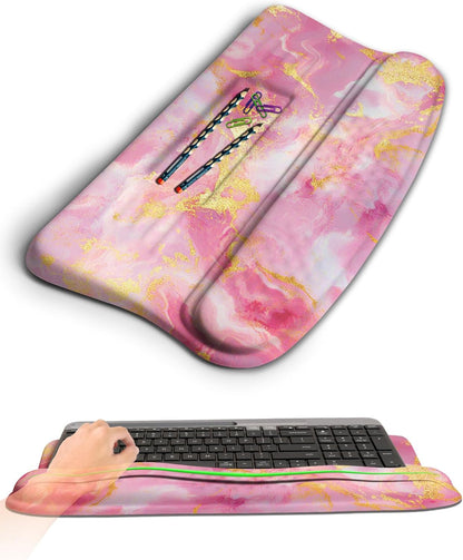 Ergonomic Wave Wrist Rest with Keyboard Stand, Cushioned Palm Rest, Comfortable Integrated Memory Foam for Natural Typing and Relieve Wrist Pain, Dark Night Black