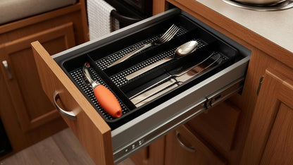 Dial Industries Small Cutlery, Utensil, Silverware Kitchen Drawer Organizer Tray, Clear