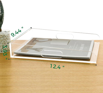 2-Tier Clear Acrylic Paper Trays, Desk File Organizer, A4 Paper Holder, Low-Profile Desk File Sorter for Office/Home, Clear Stackable Letter Tray for Bills, Crafts, Notebooks - Horizontal