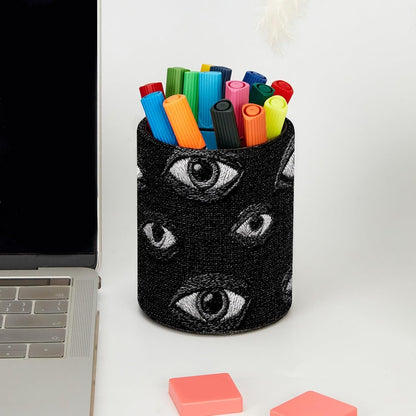 Leather Pen Holder for Desk, Love Cherry Pencil Organizer Pencil Cup Desk Decor Makeup Brush Holder Multifunctional Office Supplies for Home,Office, School