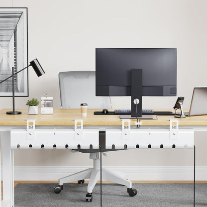 2 Pack No-Drill Under Desk Cable Management Tray 33.8 inch Large Wire Cord Organizers, Cable Management Under Desk for Home and Office No Damage Black