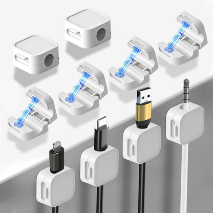 10 Pack Desk Cable Strong Adhesive Management Clips，Organize Phone Charging Magnetic Cable Wire Holder, Easy to Open, for Desk, Wall, Office, Car,Nightstand(Black)