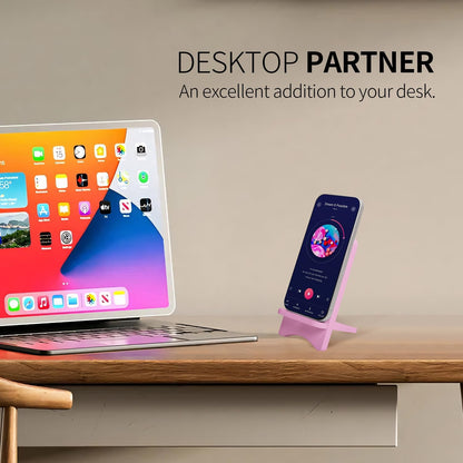 LUCKY BEAN Wood Phone Stand, Desktop Wooden Phone Holder, Portable Phone Stand for Desk, Compatible with iPhone & All Cell Phones (Walnut Wood)