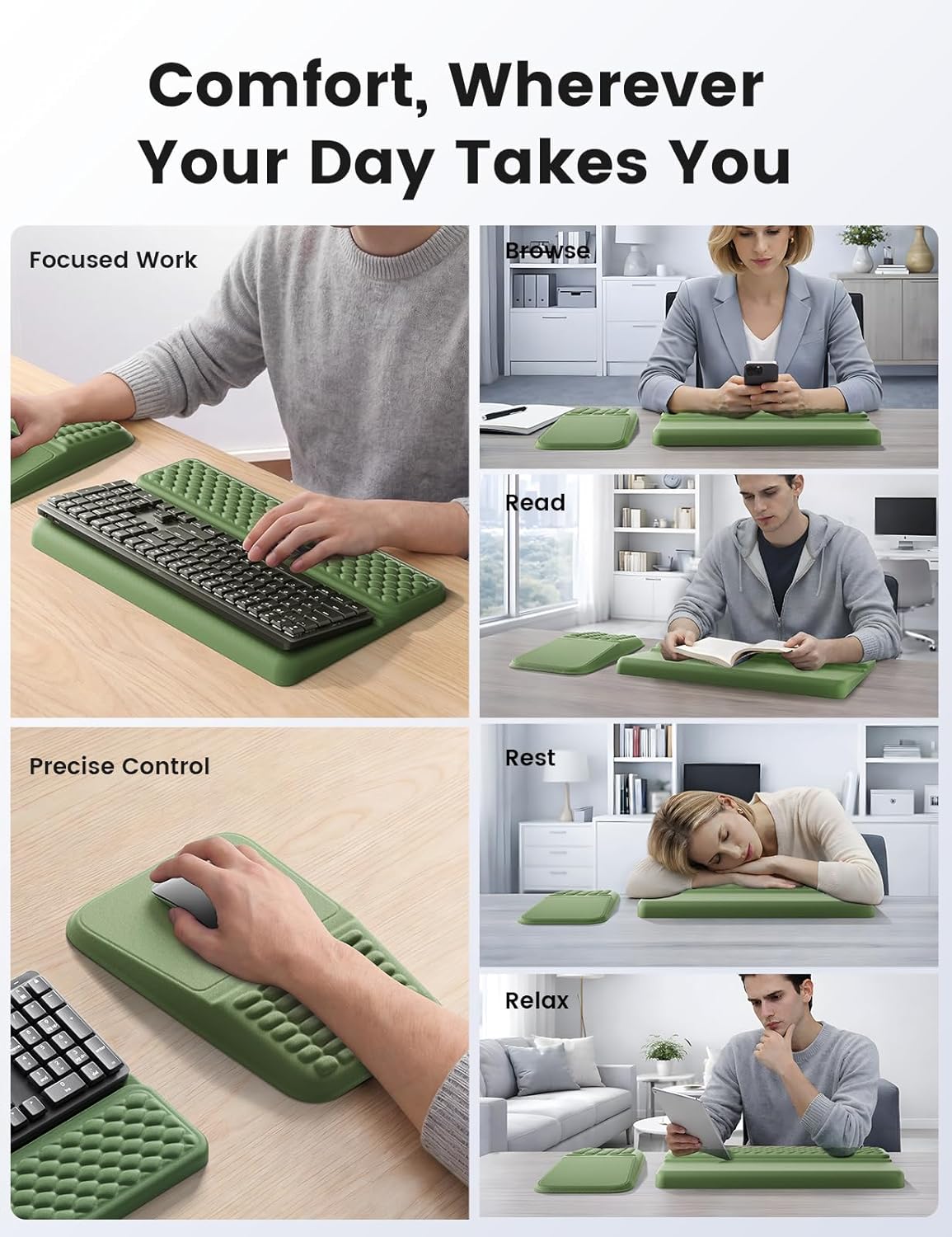Vaydeer Keyboard Stand and Mouse Pad Set with Wrist Rest, Soft Memory Foam Wrist Support, Ergonomic Wrist Cushion for Desk, Relieves Carpal Tunnel Pain, Palm Hand Typing for Office, Home, Gaming