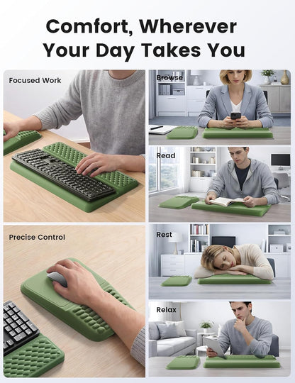 Vaydeer Keyboard Stand and Mouse Pad Set with Wrist Rest, Soft Memory Foam Wrist Support, Ergonomic Wrist Cushion for Desk, Relieves Carpal Tunnel Pain, Palm Hand Typing for Office, Home, Gaming